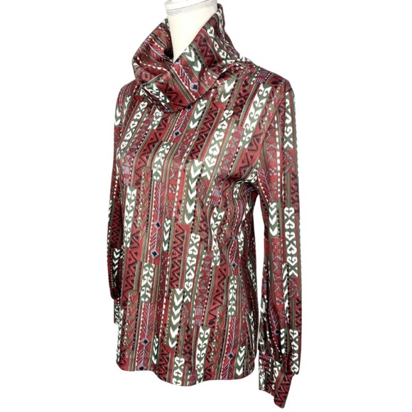 1970's Lucky Tops Southwestern Turtleneck Blouse - Picture 2 of 6